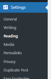 The Reading page under the Settings Menu