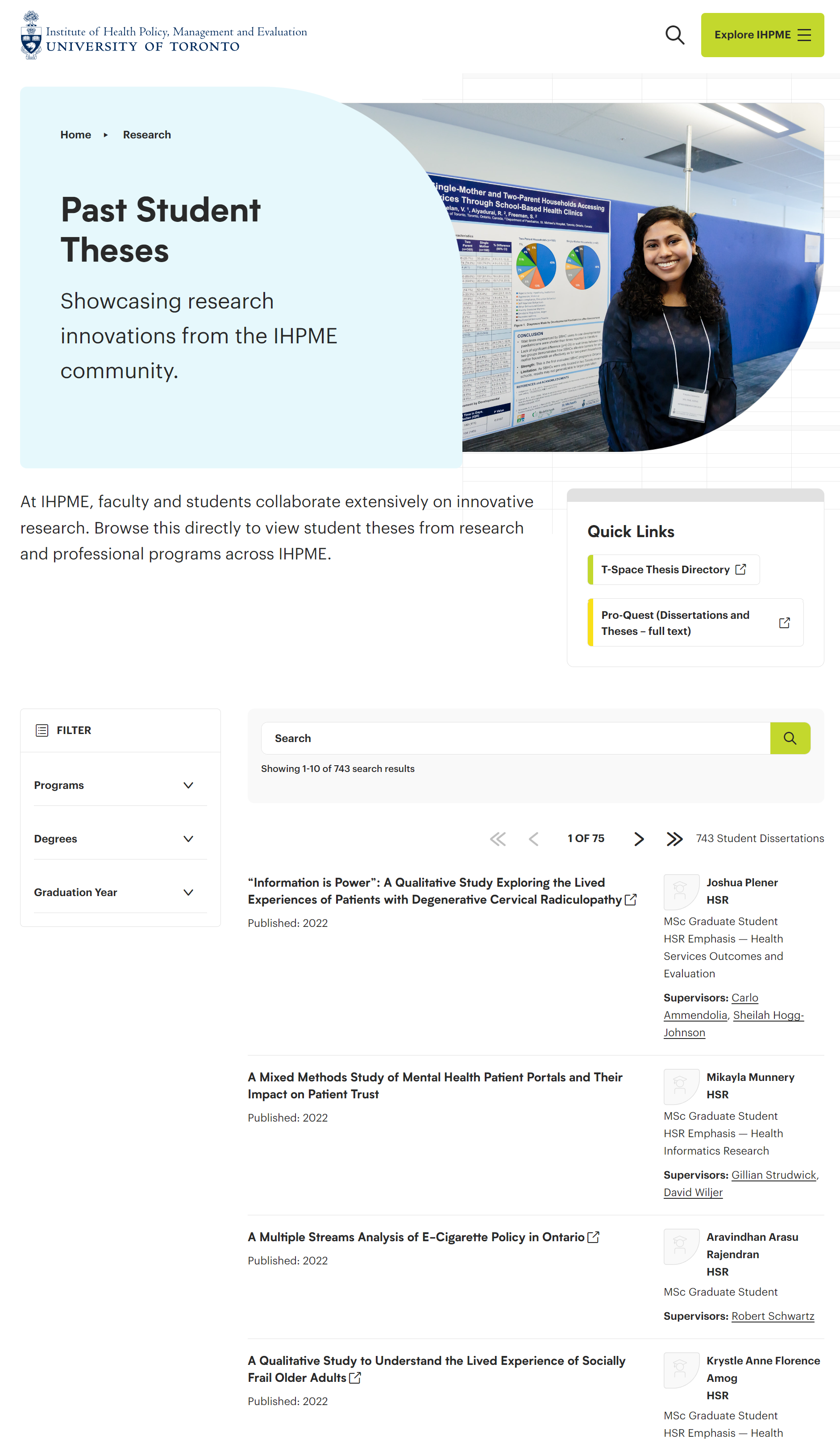 Dissertations displayed on research page