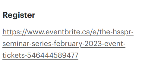 Event registration details