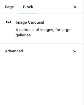 Image carousel configuration panel