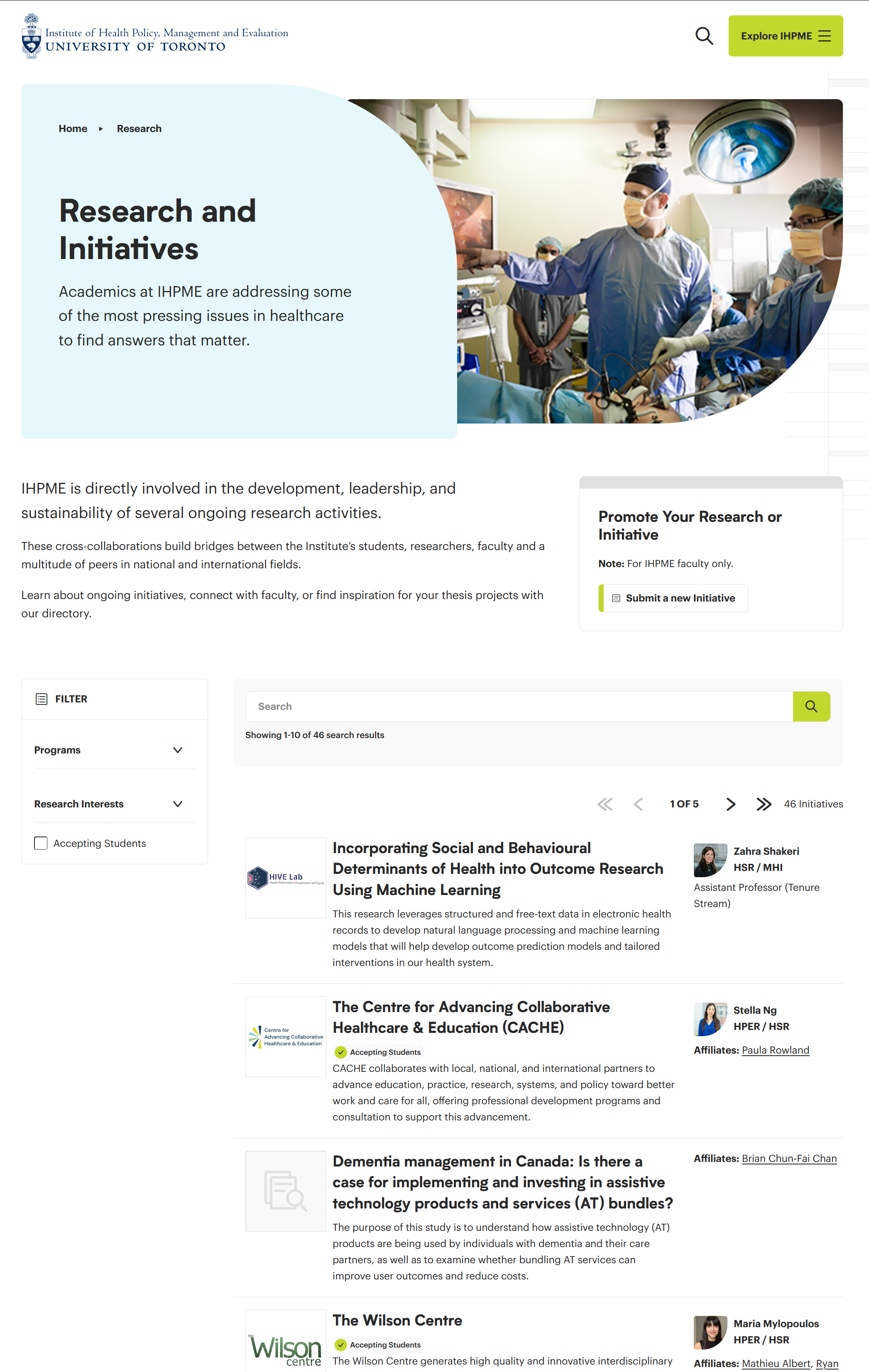 Research and initiatives page