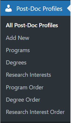 Post-Doc Profiles WordPress sidebar