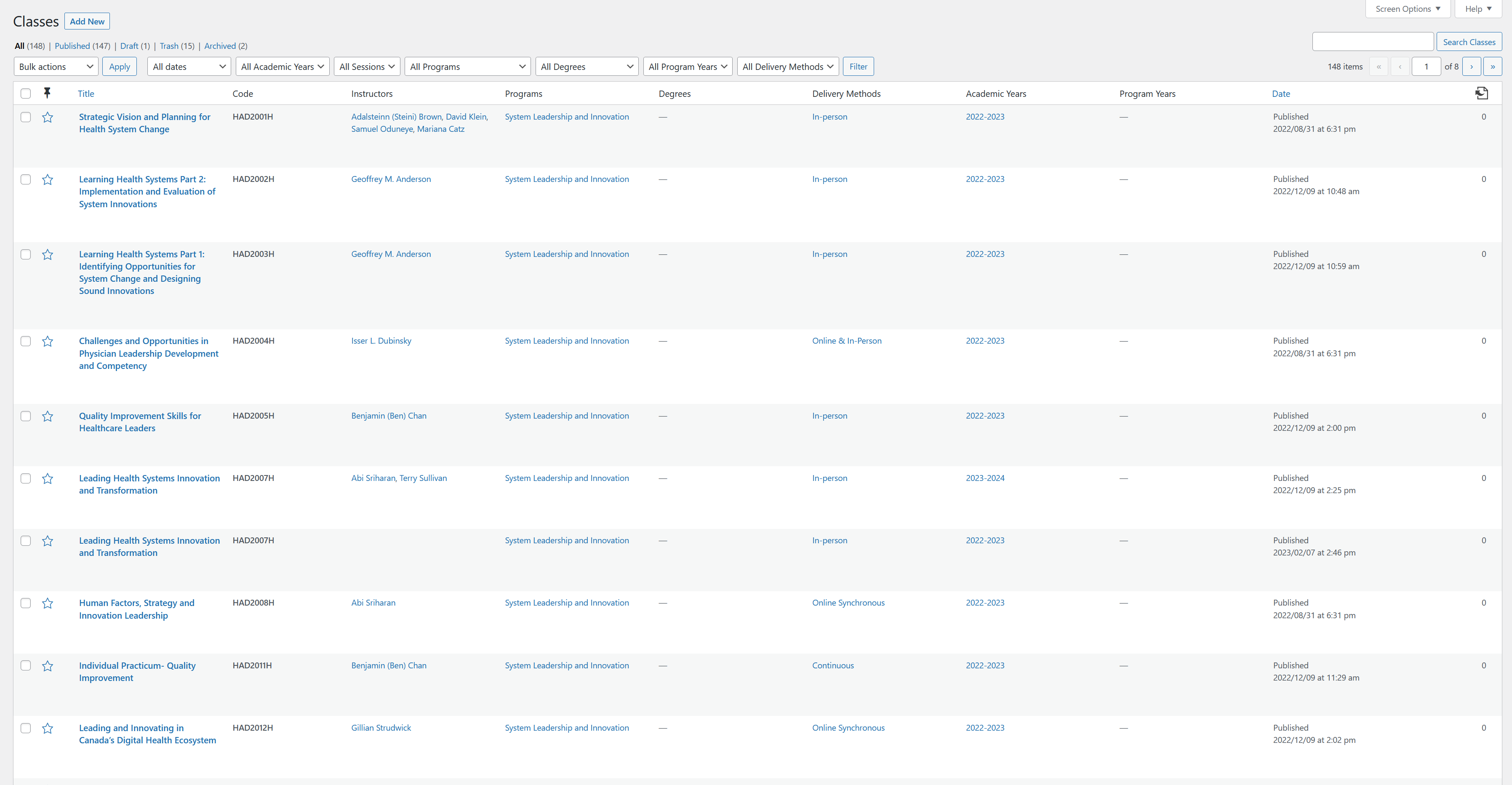 Timetable directory view