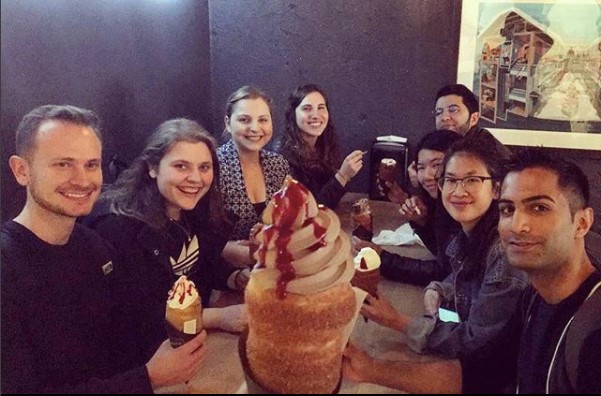 Group shot of Allie May and MHI students enjoying ice cream