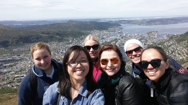 Group shot of Allie May with fellow nursing students in Norway