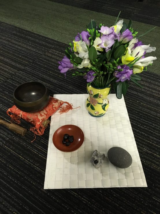 Flowers, bowls, stones on display for Vernissage Health Series