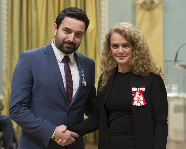 Dr. Khaled Almilaji shakes hands with Governor General Julie Payette