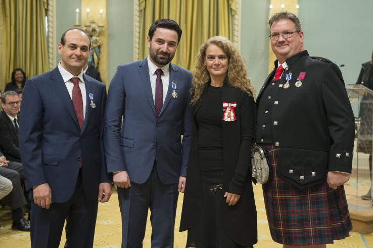 Dr. Khaled Almilaji with Dr. Jay Dahman and Mark Cameron, with Governor Julie Payette centre.
