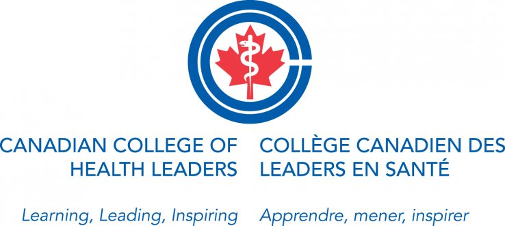 logo for the Canadian College of Health Leaders, red and blue 