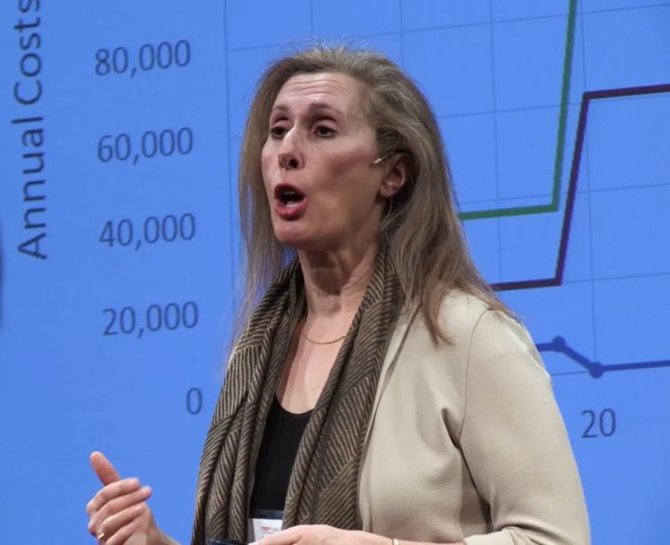 Profile of Wendy Ungar speaking with blue screen background