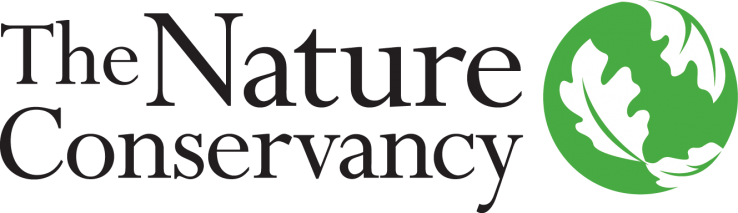 Logo for the Nature Conservancy Black Type with Green Globe on right covered in white leaves