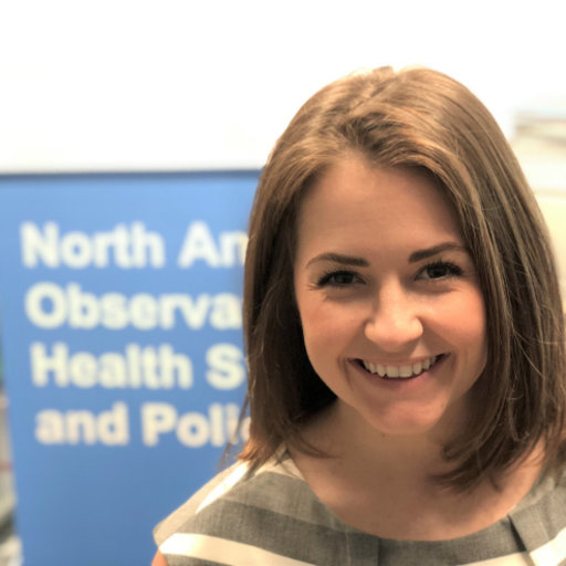 Profile of Allie Peckham with North American Observatory of Health Systems and Policies Banner in background