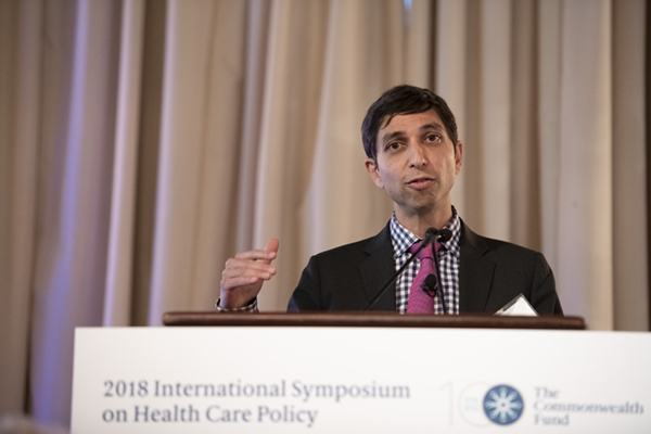 Onil Battacharyya speaking at The Commonwealth Fund's International Symposium