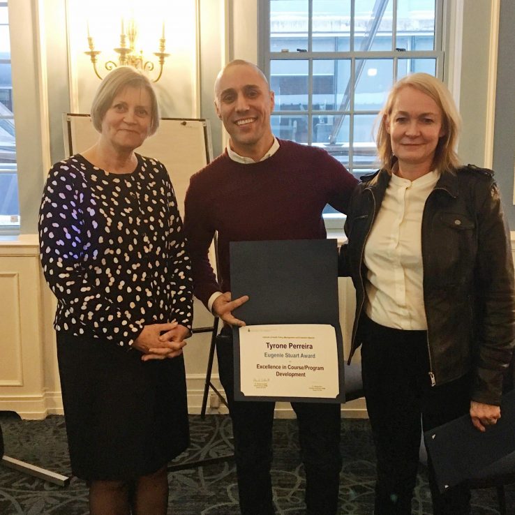 Interim Director Rhonda Cockerill (l) with Tyrone Perreira and Graduate Coordinator Whitney Berta