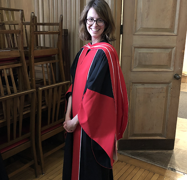 Lauren Lapointe-Shaw in her graduate gown at U of T Convocation on June 4