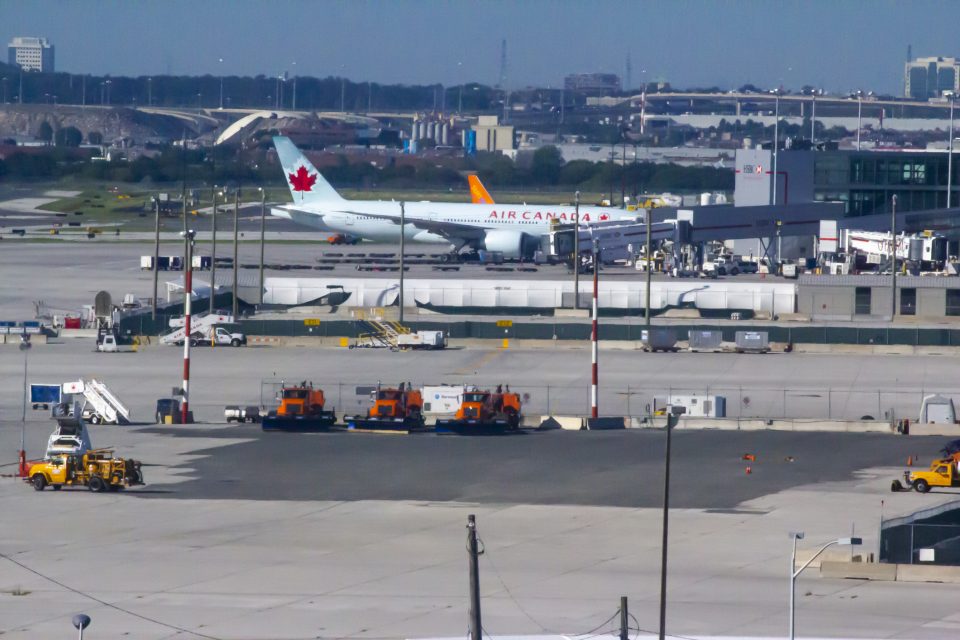 An airplane at Toronto's Pearson International airport.